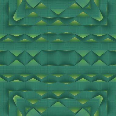 Yeşil arka planda basit bir geometrik desenin dijital çizimi. Yaratıcı konsept tasarımı. Gelecekçi teknoloji tarzı. 3d oluşturma