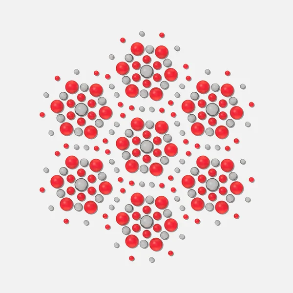 Abstrakte Digitale Darstellung Von Mustern Roter Und Grauer Kugeln Auf — Stockfoto