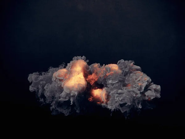 Nærmere Branneksplosjoner Mørk Røyk Futuristisk Bakgrunn Konseptdesign Gjengivelse Digital Illustrasjon – stockfoto