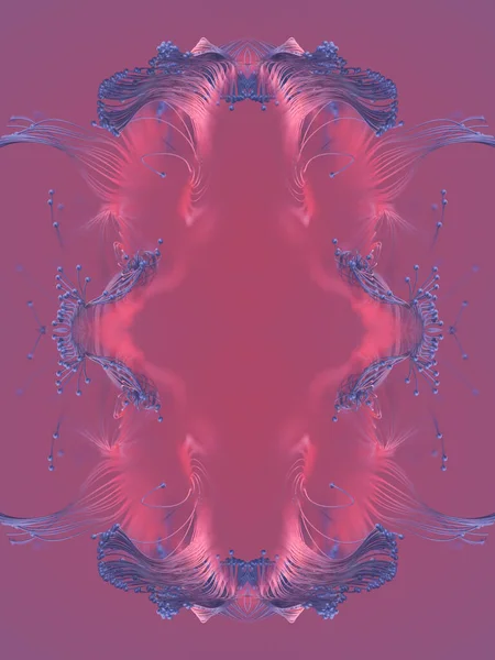 Абстрактний Симетричний Візерунок Плетіння Зростаючі Лінії Рожевому Фоні Футуристичний Стиль — стокове фото
