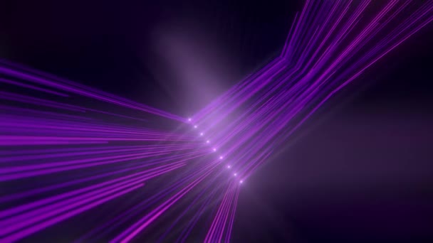 Detailní Záběr Purpurových Světelných Paprsků Tmavém Pozadí Digitální Umění Moderní — Stock video