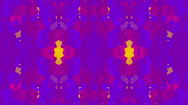 Padrão Multicolorido Formas Geométricas Fundo Roxo Arte Digital Composição Simétrica — Vídeo de Stock