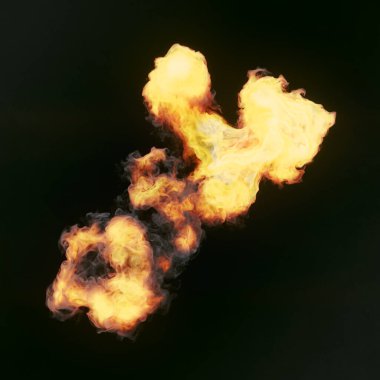 Karanlık arka planda izole edilmiş zehirli dumanlı patlama. Grafik tasarımı için soyut parlaklık efekti. 3d dijital resimleme