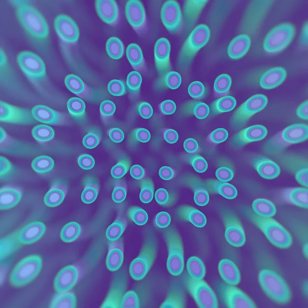 Som Gjengir Digital Illustrasjon Mønster Spiralneonfargede Objekter Med Dybde Felteffekt – stockfoto
