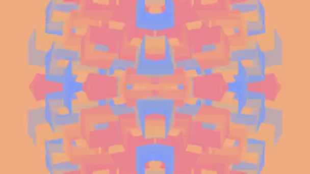 Helles Vielfarbiges Quadrat Muster Generative Kunst Symmetrisches Ornament Etwas Orange — Stockvideo
