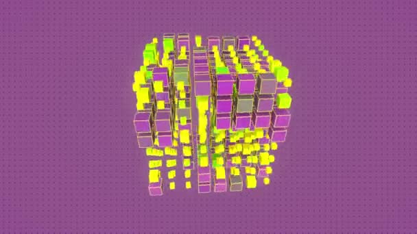 抽象的な無限のシームレスなループアニメーション 色の正方形ブロックの魔法のパターン 未来的なコンセプト デジタル背景 3Dレンダリング Hd解像度について — ストック動画