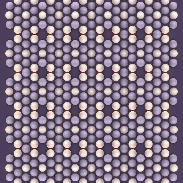 Muster Weißer Perlmutt Kugeln Auf Violettem Hintergrund Generative Kunst Optische — Stockfoto