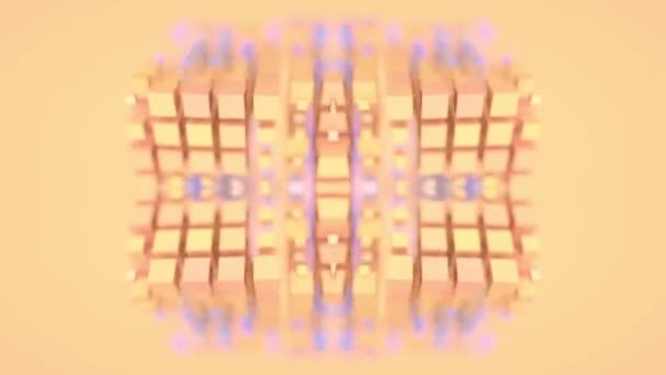 フィールド効果の深さを持つ着色された長方形幾何学形状の磁気移動幾何学模様のシームレスなループアニメーション デジタル背景 3Dレンダリング Hd解像度について — ストック動画