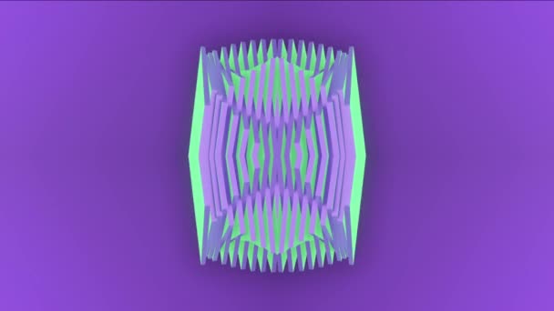紫色背景のネオンカラー対称幾何学模様ループアニメーション 3Dレンダリング Hd解像度について — ストック動画