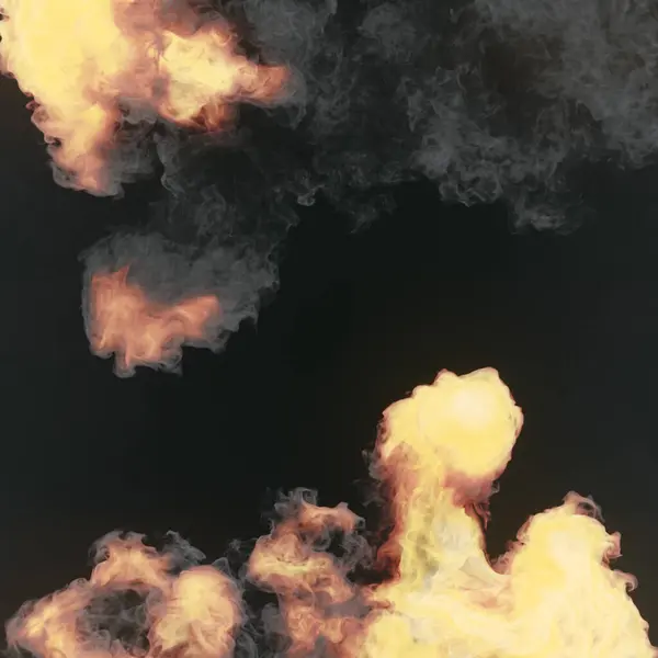 Sehr Realistische Feuerexplosionen Mit Dunkler Digitaler Abbildung Des Rauchs Kreativer — Stockfoto
