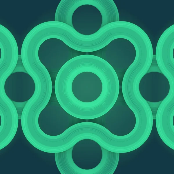 Rendering Digital Illustration Symmetrical Pattern Rounded Green Lines Dark Green — Stock Photo, Image