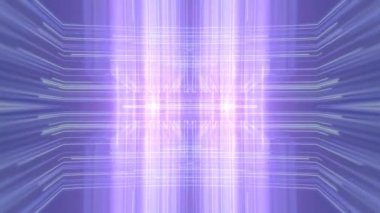 Mavi ve mor soyut arkaplan ve neon ışık çizgileri. Yumuşak mor parıltılı simetrik ışıklar. Dijital dikişsiz döngü animasyonu. 3D görüntüleme. HD çözünürlüğü
