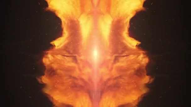 불꽃의 대칭적인 마법의 추상적이고 초현실적인 스타일 디지털 원활한 애니메이션 렌더링 — 비디오