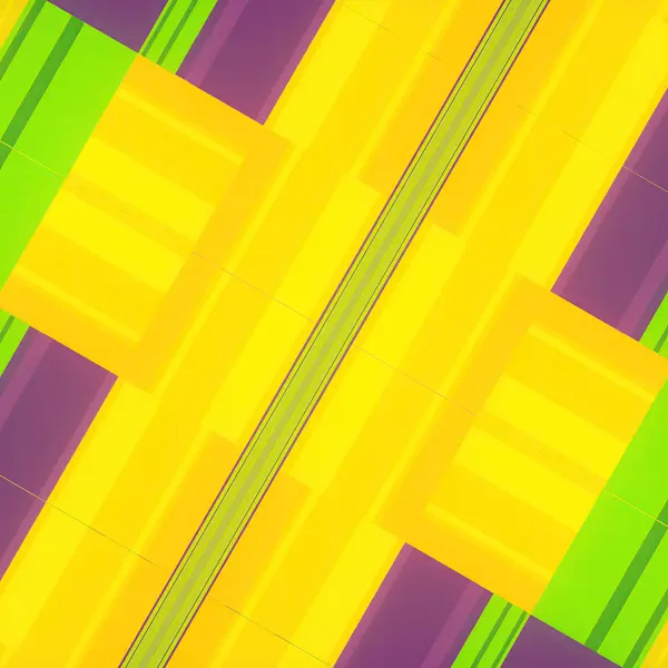 Symmetrisch Patroon Van Groene Gele Paarse Vierkanten Digitale Driedimensionale Visualisatie — Stockfoto