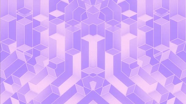 Симметричный Красочный Светло Фиолетовый Цифровой Фон Бесшовной Петлей Анимации Прямоугольных — стоковое видео