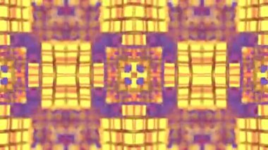 Üç boyutlu fantastik renkli kaleydoskopik desen, dikdörtgen blokların sonsuz döngü animasyonu. Alan efektinin derinliği dijital arkaplan. 3D görüntüleme. HD çözünürlüğü