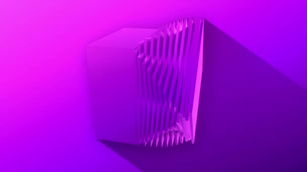 色彩艳丽的旋转立方体与时髦的霓虹灯渐变的奇妙变换 光学错觉 数码无缝循环动画背景 3D渲染 房屋署决议 — 图库视频影像