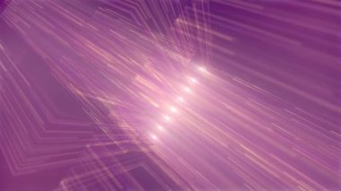 İnce mor ışık ışınlarından oluşan karmaşık neon desen. 3d özet arkaplan oluşturuluyor. Dijital dikişsiz döngü animasyonu. 4K, Ultra HD çözünürlüğü