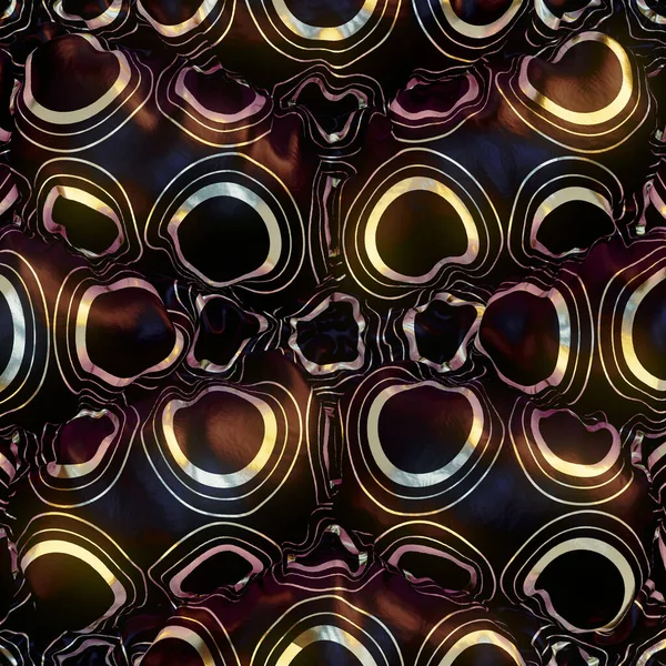 Abstrakt Mönster Guldcirklar Uppblåsbara Svarta Material Arrangerade Ett Visuellt Tilltalande — Stockfoto