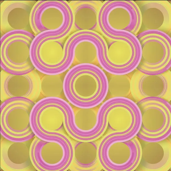 Symmetrical Pattern Group Rounded Lines Arranged Yellow Surface Generative Art — Stock Photo, Image