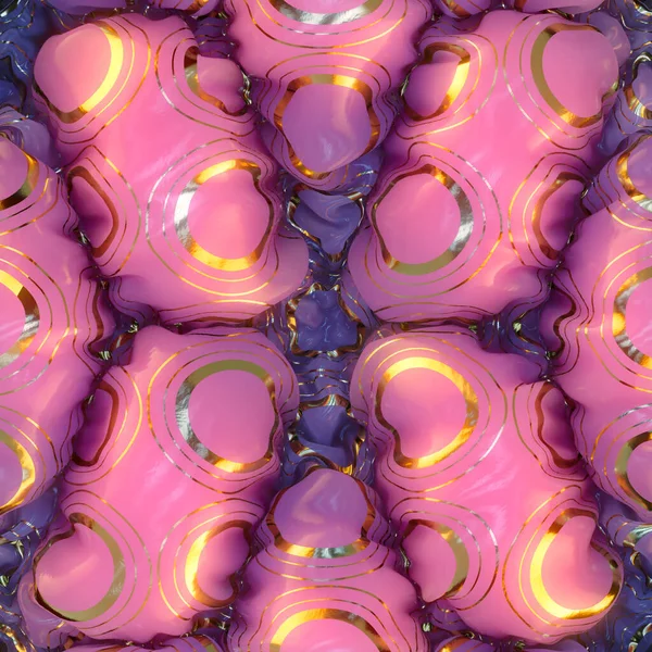 Красочный Абстрактный Дизайн Рисунком Золотых Кругов Оттенках Розового Фиолетового Композиция — стоковое фото