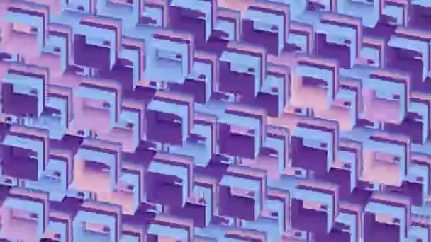 明るいピンクの背景に立方体のグループの現代抽象的なシームレスなループアニメーション デジタルアート 3Dレンダリング ウルトラHd解像度 — ストック動画