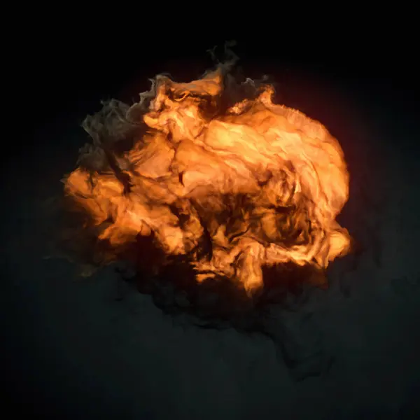Large Orange Fireball Swirls Smoke Flames Dynamic Composition Abstract Style — Stock Photo, Image