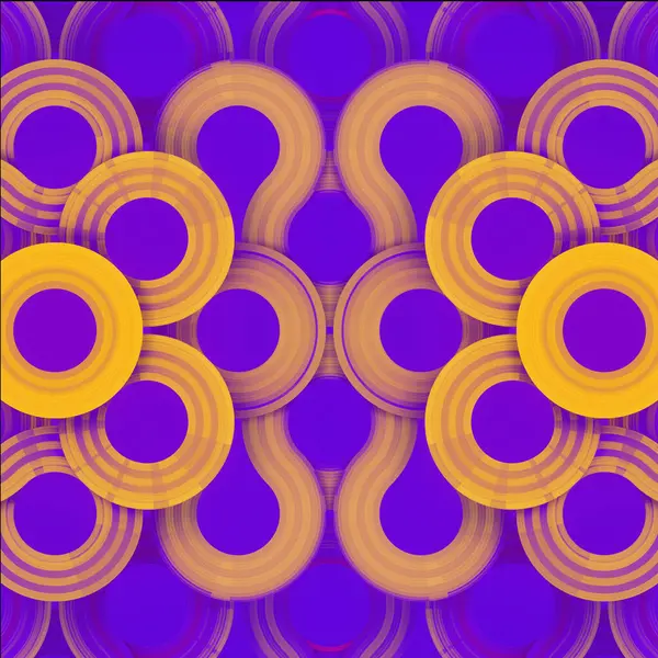 Close Symmetrical Layered Pattern Yellow Texture Purple Background Modern Style — Stock Photo, Image