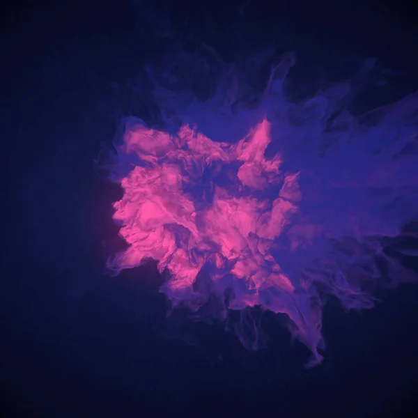 Большой Фиолетовый Огненный Шар Вихрями Дыма Пламенем Вокруг Динамический Состав — стоковое фото