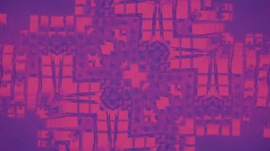 Mor arkaplandaki kübik şekillerin parlak ve renksiz döngüsü. Soyut stil. 3D görüntüleme. 4K, Ultra HD çözünürlüğü