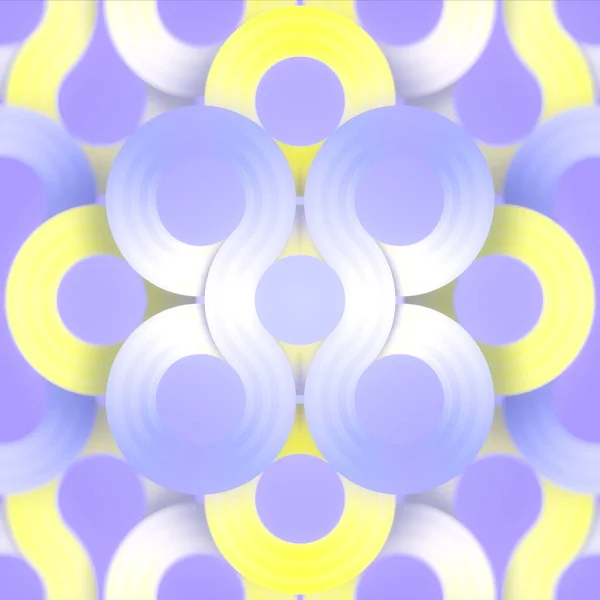 Ilustrasi Digital Dalam Skema Warna Ungu Dan Kuning Menggunakan Lingkaran — Stok Foto