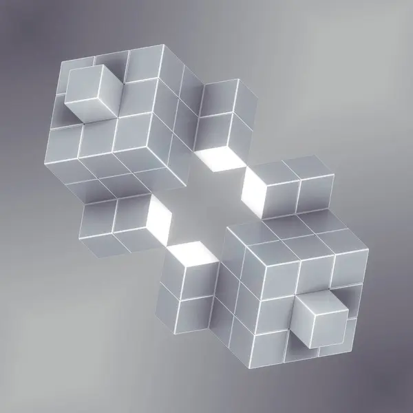 Modne Abstrakcyjne Tło Trójwymiarowa Cyfrowa Ilustracja Geometrycznych Prostokątnych Kształtów Białym — Zdjęcie stockowe