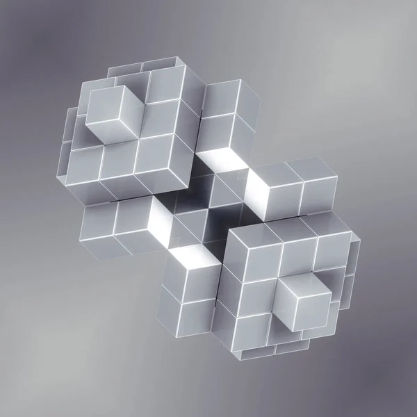 Abstrakcyjne Tło Serii Białych Kwadratów Geometrycznych Szarym Tle Ułożonych Atrakcyjny — Zdjęcie stockowe