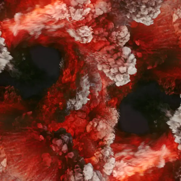 Representación Tridimensional Ondas Ardientes Explosivas Color Rojo Brillante Efecto Visual —  Fotos de Stock