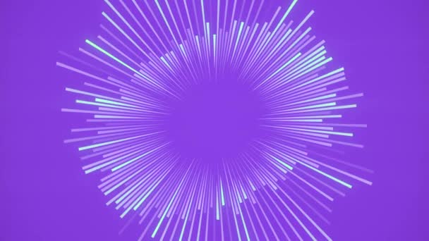 中央のストライプの明るい円形パターンのシームレスなループアニメーションを持つ紫色の背景 視覚的に動的な効果 現代的で芸術的なスタイル 3Dレンダリング ウルトラHd解像度 — ストック動画