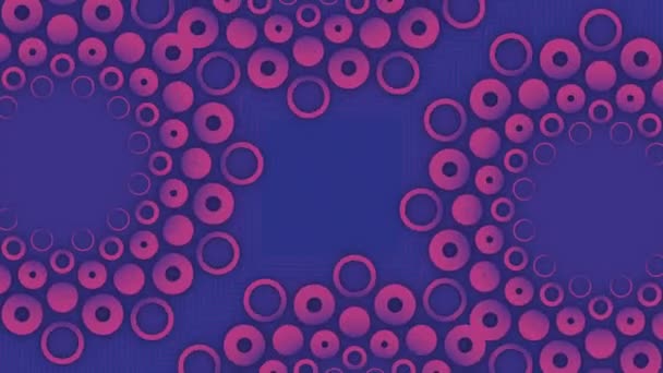 움직이는 보라색과 분홍색 원으로 구성된 다채로운 디자인 디지털 원활한 애니메이션 — 비디오