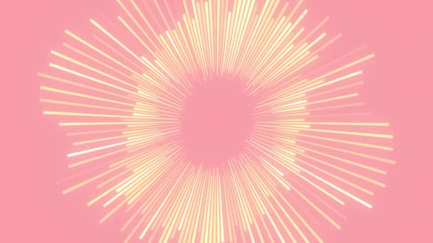 Jasny Kolorowy Wzór Linii Kształcie Słońca Promieniami Różowym Tle Kompozycja — Wideo stockowe