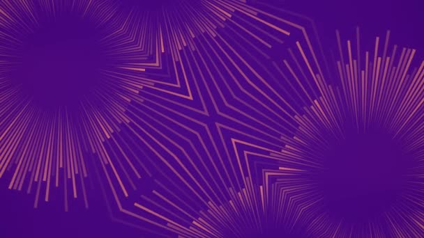 紫色背景 带有黄色和橙色线条的图案 视觉上有趣和动态的设计 轻盈迷人的构图 数字无缝循环动画 3D渲染4K — 图库视频影像