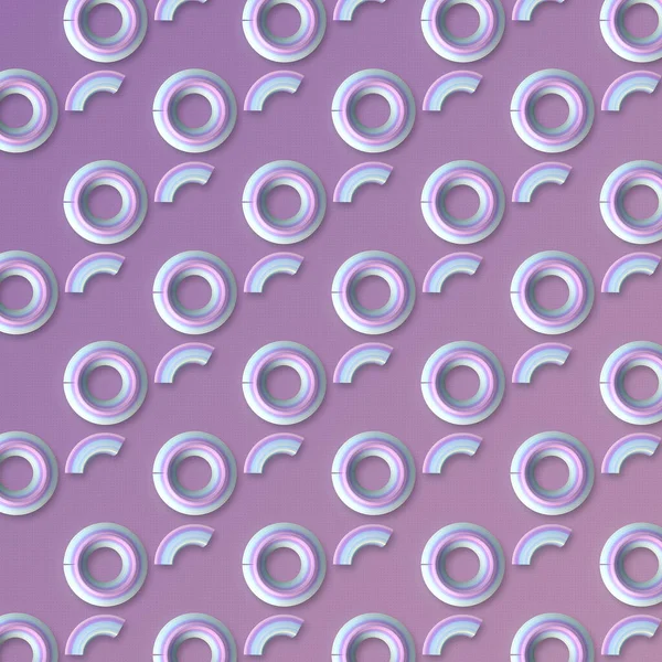 Purple background with a pattern of neon circles. Simple and visually appealing composition. 3d rendering digital illustration