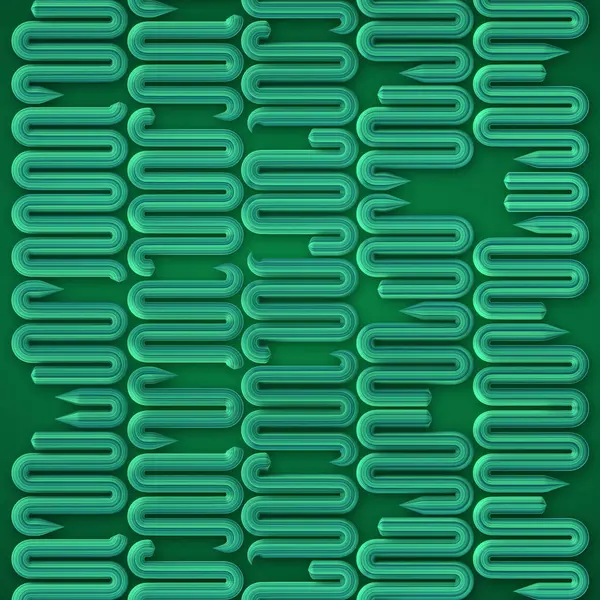 滑らかな緑の線で構成される繰り返し重いパターンのデジタル イラストを描く3D モダンでクリーンでエレガントなスタイル — ストック写真