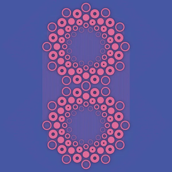 Μπλε Φόντο Ροζ Κύκλους Και Οβάλ Απλή Και Μινιμαλιστική Σύνθεση — Φωτογραφία Αρχείου