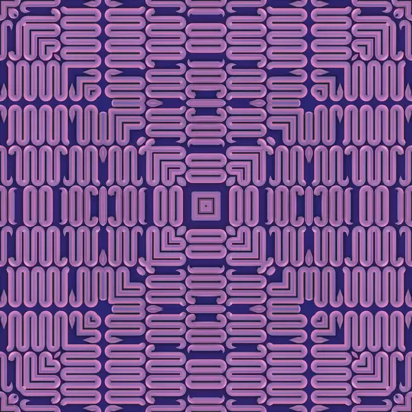 Som Gjengir Digital Illustrasjon Med Symmetrisk Repeterende Bølgemønster Kompleks Labyrintlignende – stockfoto