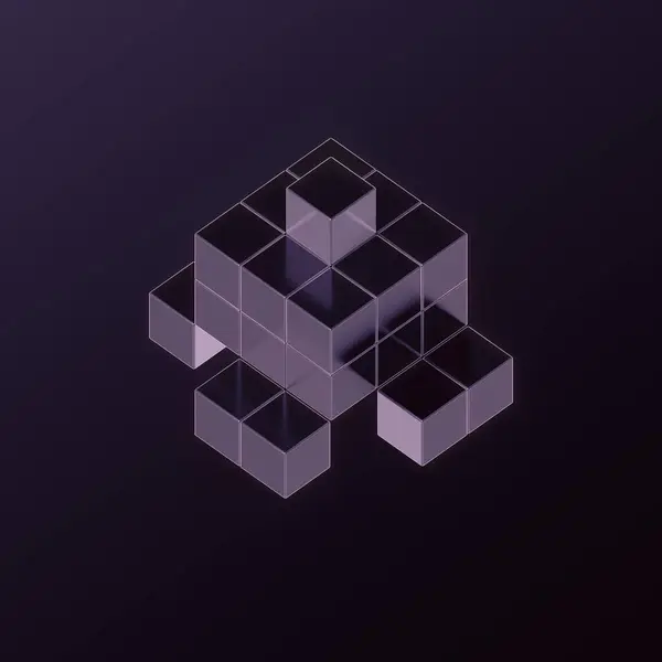 Trendy Enkel Geometrisk Gjengivelse Digital Illustrasjon Svarte Blanke Kuber Mørk – stockfoto