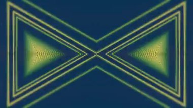 Koyu mavi bir arkaplan boyunca uzanan sarı parıldayan ışık dalgalarıyla simetrik soyut tasarımı olan dijitalsiz döngü animasyonu. Modern ve minimalist tarzda. 3D görüntüleme 4K