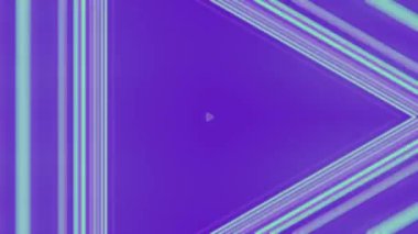 Mor arkaplanda parlak neon renkli üçgen yakma çizgileri çalıştırılıyor. Soyut geometrik tasarımı olan dijitalsiz döngü animasyonu. Modern tarz. 3D görüntüleme. 4K, Ultra HD çözünürlüğü
