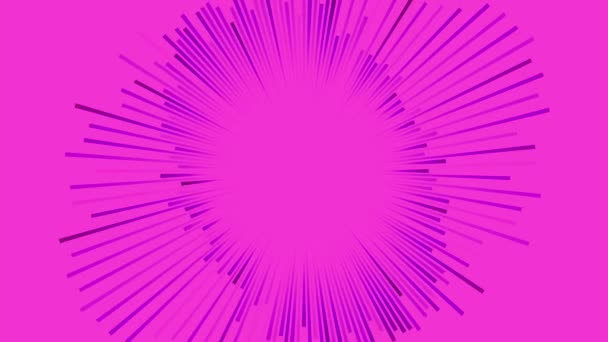 明亮的粉红色背景 中间有一个大的运动条纹圆圈 动态和吸引人的构图 抽象和艺术风格 数字无缝循环动画 3D渲染4K — 图库视频影像