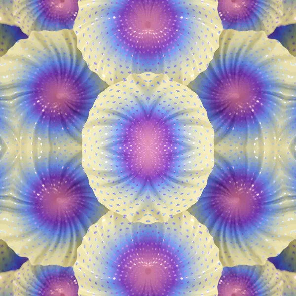 抽象的な対称的な構成 トレンディなネオン色の勾配を持つ魔法のエイリアンの花のパターン ジオメトリックアートの背景 3Dレンダリングデジタルイラスト — ストック写真
