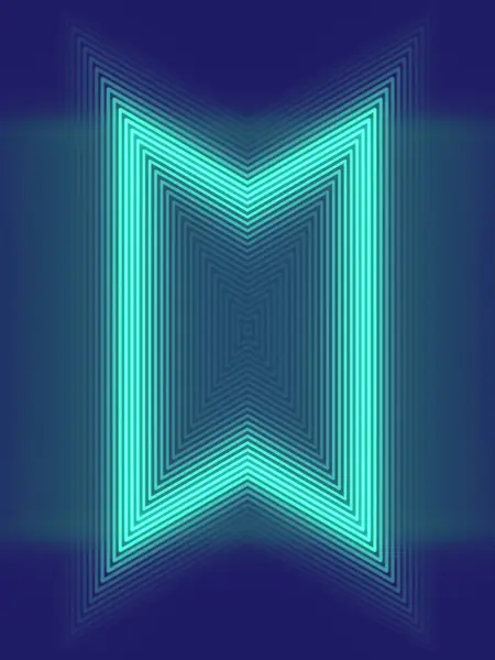 Gjengir Digital Illustrasjon Abstrakt Geometrisk Figur Med Blågrønt Neonlys – stockfoto