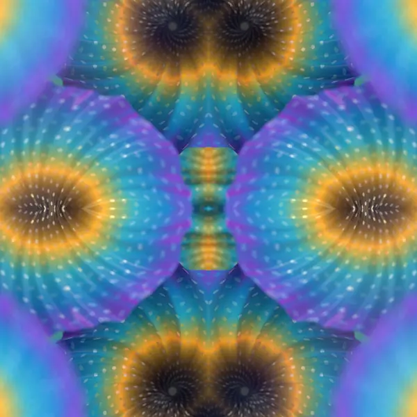 Abstrakt Symmetrisk Neonfarget Mønster Magiske Blomster Moderne Stil Gjengivelse Digital stockbilde