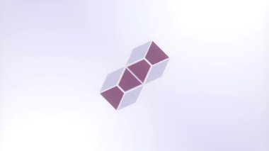 Hipnotize edici şekillerde hizalanan çok renkli küplerin dönüşümünün dijitalsiz döngü animasyonu. 3D görüntüleme. 4K, Ultra HD çözünürlüğü